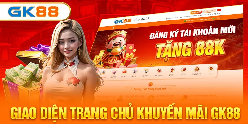 Giao diện trang chủ khuyến mãi GK88